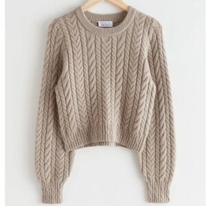 & other stories beige boxy cable knit sweater